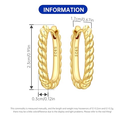Sterling Silver 18K Gold Plated Women's Earrings Hypoallergenic Hoops, Dainty Trendy Jewelry Gift - color: Golden | Twisted U-Shaped Hoop Earrings