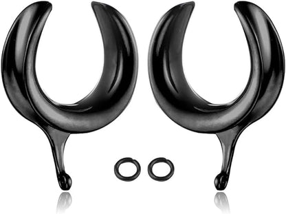 (6mm 2g DIY Ear Saddle Tunnel Plugs Piercing Stretchers Black Gold Silver Hypoallergenic 316 Stainless Steel Ear Gauges Dangle Accessories Expander Fashion Body Jewelry 2PCS - color: Black, size: 8mm