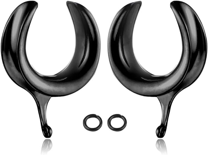 (6mm 2g DIY Ear Saddle Tunnel Plugs Piercing Stretchers Black Gold Silver Hypoallergenic 316 Stainless Steel Ear Gauges Dangle Accessories Expander Fashion Body Jewelry 2PCS - color: Black, size: 10mm