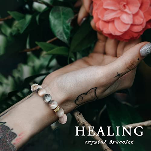 Healing Bracelet For Women Anxiety Beaded Bracelets Jewelry Healing Stone Crystal Bracelet Stress Relief Yoga Beads Chakra Bracelets Gifts For Women pink - color: zebra stone