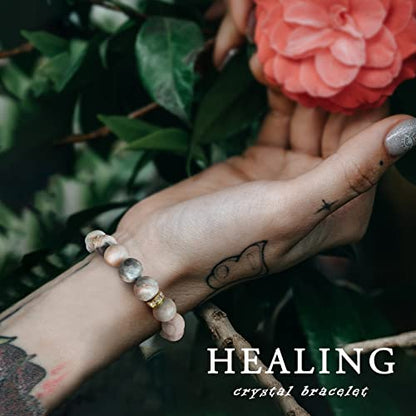 Healing Bracelet For Women Anxiety Beaded Bracelets Jewelry Healing Stone Crystal Bracelet Stress Relief Yoga Beads Chakra Bracelets Gifts For Women pink - color: zebra stone