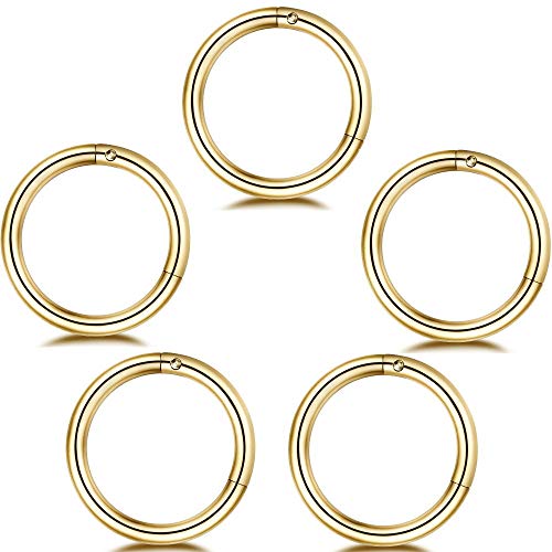 5Pcs Stainless Steel 16G 18G Sleeper Hoop Earrings for Women Men Septum Hinged Clicker Nose Lip Ring Helix Daith Cartilage Tragus Piercings Tiny Small Huggie Hoops Hypoallergenic Sensitive Ears Jewelry - style: 10mm in gold-tone 16G