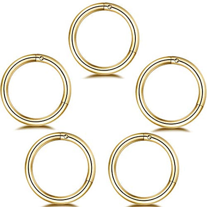5Pcs Stainless Steel 16G 18G Sleeper Hoop Earrings for Women Men Septum Hinged Clicker Nose Lip Ring Helix Daith Cartilage Tragus Piercings Tiny Small Huggie Hoops Hypoallergenic Sensitive Ears Jewelry - style: 10mm in gold-tone 16G