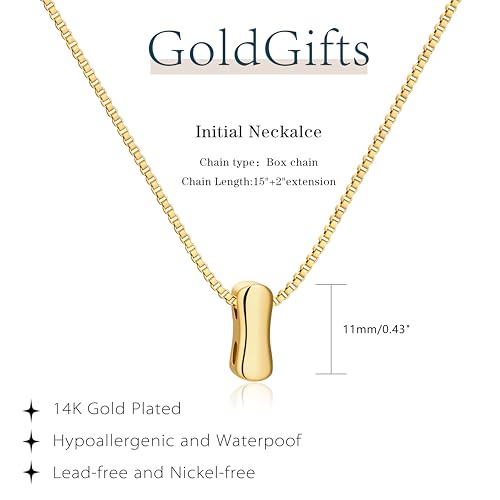 Bubble Gold Initial Necklaces for Women,14K Gold Plated A-Z Initial Necklaces for Women, Chunky balloon letter name Pendant Necklace Fashion Jewelry Gifts - color: I, style: Gold