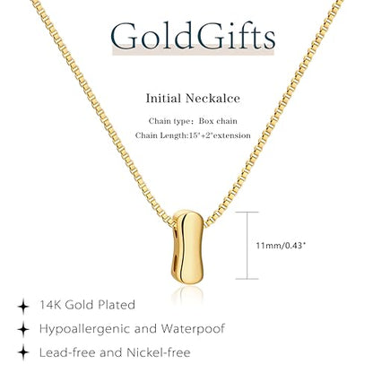 Bubble Gold Initial Necklaces for Women,14K Gold Plated A-Z Initial Necklaces for Women, Chunky balloon letter name Pendant Necklace Fashion Jewelry Gifts - color: I, style: Gold