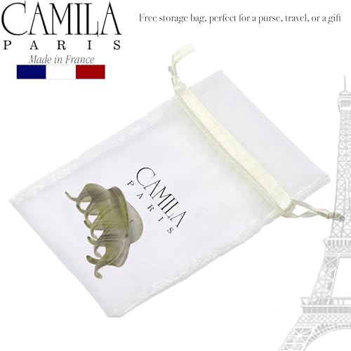 Camila Paris CP3217 French Hair Clips for Women, 3.5" Large Claw Clip Strong Hold All Day, Girl Large Claw Clips for Thick Hair, No Damage No Slip Flat Clip for Women. Made in France - color: Gray
