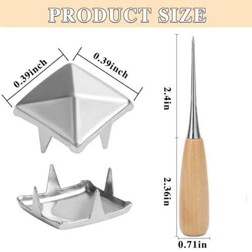 800 Pcs 10mm Pyramid Studs for Clothing Metal Studs for Clothing with Tool Perfect for DIY Leather Crafting Punk Fashion Rivets for Jackets Bags Shoes Belts and Pet Collars