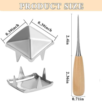 800 Pcs 10mm Pyramid Studs for Clothing Metal Studs for Clothing with Tool Perfect for DIY Leather Crafting Punk Fashion Rivets for Jackets Bags Shoes Belts and Pet Collars