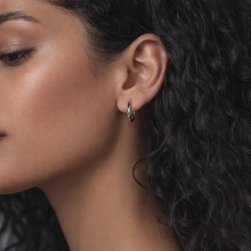 Gold Clip On Spring Hoop Earrings for Women - 14K Chunky Non Pierced Earring Plated Hoops Drop Dangle Earrings No Piercing Jewelry - color: Silver