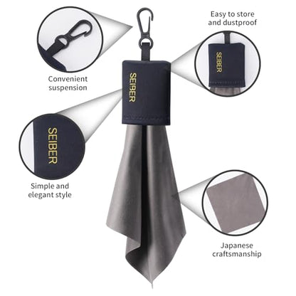 Reusable Microfiber Glasses Cleaner Cleaning Cloth Wipes with Pouch BK,4Pcs | Portable Pouch Keychain for Eyeglass Lens Sunglasses Jewelry Electronics and Screen,Scratch-Free,Streak-Free, Lint-Free