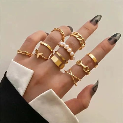 Knuckle Rings Set for Women, Dainty Stackable Midi Rings Simple Stacking Joint Finger Rings Pack Adjustable Cute Butterfly Heart Rings Mixed Size - style: B-10Pcs