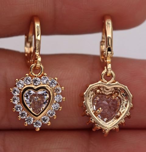 18K Gold Plated Flower Dangle Earrings for Women, Hypoallergenic Cubic Zirconia Earrings, Elegant CZ Drop Earrings, Statement Jewelry Gifts Party Fashion - style: OBS3143_Gold_White