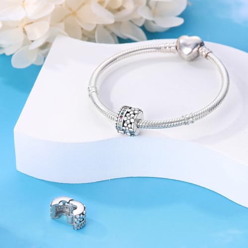 Pandach 925 sterling silver Clip Spacer Charm for Bracelet Clip Lock Stopper Bead Spacer European Openable Beads 2Pcs - style: 2-PAC651