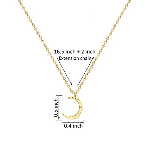 Valloey Rover Gold Necklaces for Women | Dainty 14K Gold/Sterling Silver Plated Cubic Zirconia Star Moon Pendant Necklaces Twist Rope Chain Simple Jewelry for Women - style: Gold-CMoon