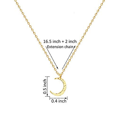 Valloey Rover Gold Necklaces for Women | Dainty 14K Gold/Sterling Silver Plated Cubic Zirconia Star Moon Pendant Necklaces Twist Rope Chain Simple Jewelry for Women - style: Gold-CMoon