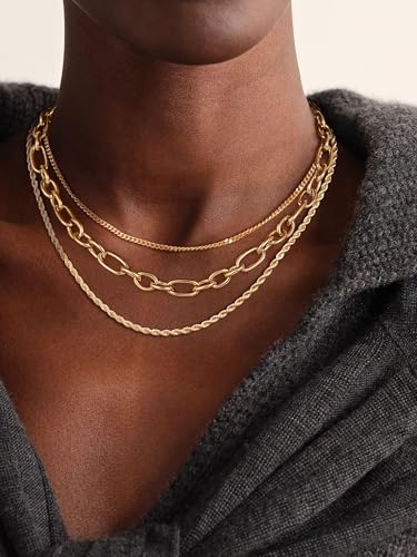 Gold Necklace for Women Chunky 14K Gold Plated Chain Necklace | Chunky Gold Necklace,Simple Paperclip Chain, Statement Choker Necklace,Non Tarnish,Trendy Jewelry,Gifts for Women - style: 10mm-paperclip chain-gd-2