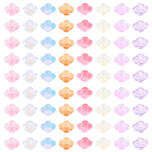 80Pcs Glass Flower Beads Bulk Bead Caps for Jewelry Making Cute Floral Gradient Crystal Glass Beads for Bracelet Earring Charms Handmade Earring Crafts Jewelry Making Supplies - color: Glsaa-Crystal