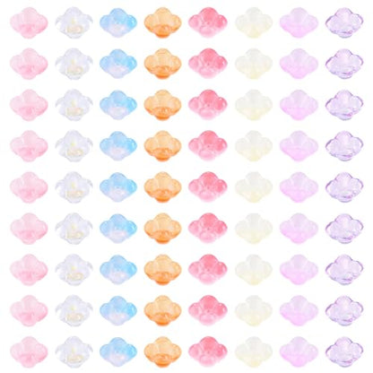 80Pcs Glass Flower Beads Bulk Bead Caps for Jewelry Making Cute Floral Gradient Crystal Glass Beads for Bracelet Earring Charms Handmade Earring Crafts Jewelry Making Supplies - color: Glsaa-Crystal