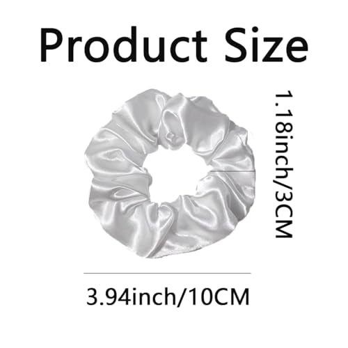 Silk Hair Ties Ponytail Holder Hairs Bow Ropes Elastics Hairtie Accessories Wide 0.8inch on Hair No Damage No Crease for Women Curly Thick Wavy Hair(30Pcs White) - color: White