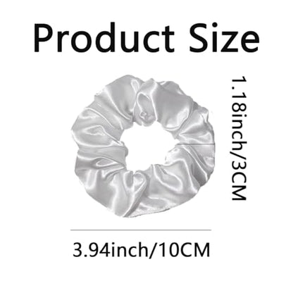 Silk Hair Ties Ponytail Holder Hairs Bow Ropes Elastics Hairtie Accessories Wide 0.8inch on Hair No Damage No Crease for Women Curly Thick Wavy Hair(30Pcs White) - color: White