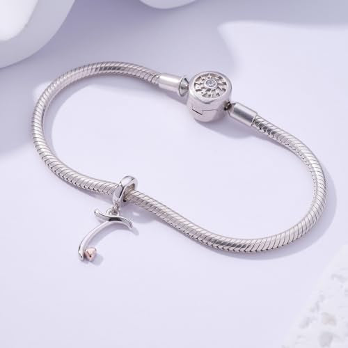 Letter Charms for Pandora Bracelets 925 Sterling Silver Alphabet Initial Charms Bead Jewelry Gift for Women - style: Initial T
