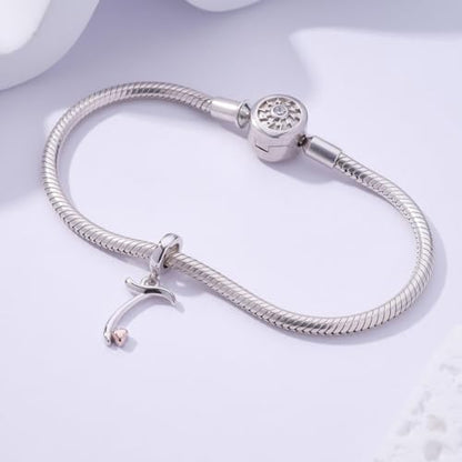 Letter Charms for Pandora Bracelets 925 Sterling Silver Alphabet Initial Charms Bead Jewelry Gift for Women - style: Initial T