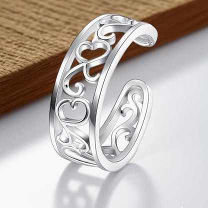 Silver Toe Rings for Women Non Tarnish Adjustable Open Band Toe Ring Summer Beach Toe Rings Foot Jewelry