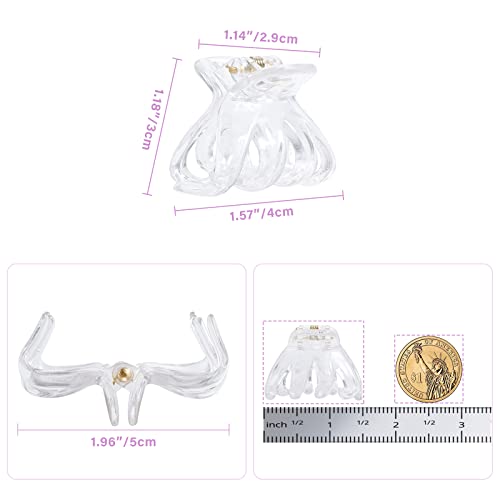YOHAMA 10pcs Clear Medium Small Octopus Claw Clips Women Thin to Thick Hair | Durable Jaw Clamp Styling Small Pony, Hold Half Bun Tightly, Non-Pulling or Snagging, Multifunction, Clamp Gift - color: B-Clear