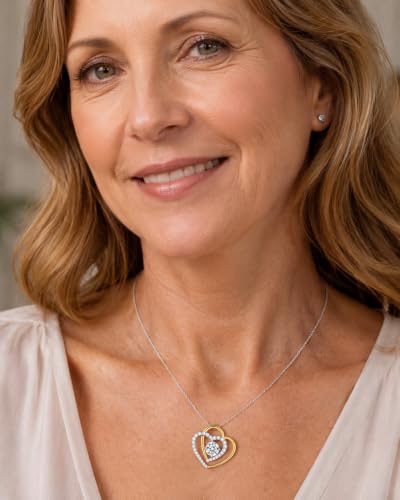 Double Heart Pendant Necklace (Women's Style), 2-Carat Moissanite Heart-Shaped Necklace, 18K white gold plating moissanite pendant Anniversary Birthday Gifts for Women, Jewelry Gift for Her Wife Girlfriend - size: 2-Carat gold