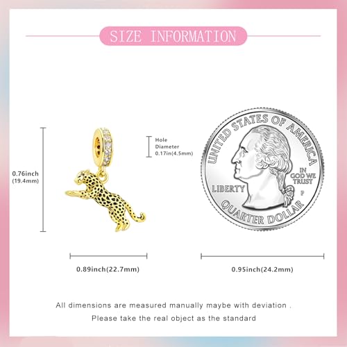 925 Sterling Silver Bead Charm for Pandora Bracelets and Necklaces,Pink Bow Cherry Butterfly Blue Ocean Pendant Bead Charms Jewelry Present Valentines Gifts for Wife/Girlfriend Women - style: Golden Cheetah Charms