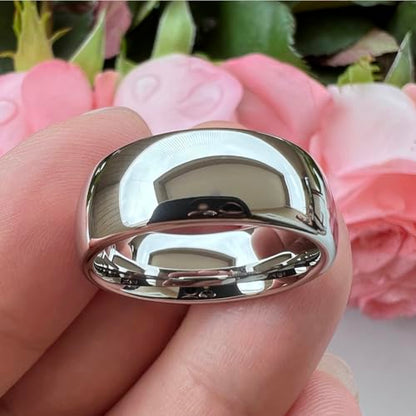 TUTISS 2mm 3mm 4mm 5mm 6mm 7mm 8mm 10mm White Tungsten Rings for Men Women Engagement Wedding Bands Domed Polished Shiny Comfort Fit - color: 8mm White Tungsten