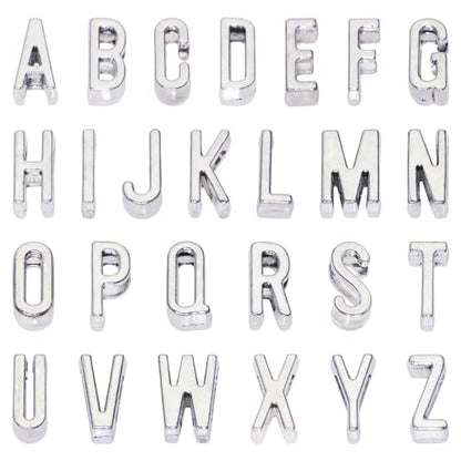 Alphabet Slide Letter Charms Initial A-Z Alphabet Beads for Flat Leather Bracelet Wristbands Necklace Pendant Keychain Mother’s Day Graduation Wedding Jewelry Making, 156PCS - color: Antique Silver