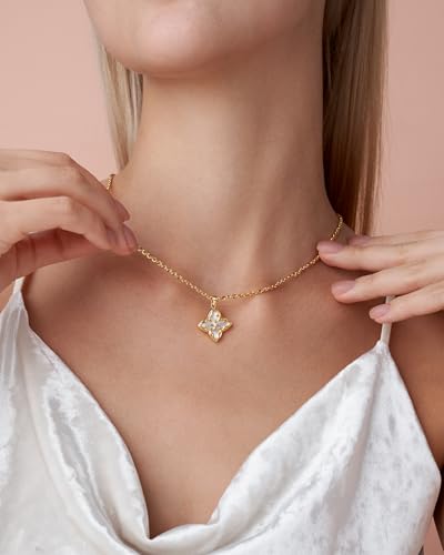 SNGIA 18K Gold Plated Stackable Adjustable Curved Horizontal Bar with CZ Pendant Necklace For Women by SNGIA, Dainty Drop Layered Trendy Birthstone Gemstone Charm Statement Jewelry Gifts, Bohemian Vintage Handmade Unique Cute Thin Skinny Dainty Chain Bead