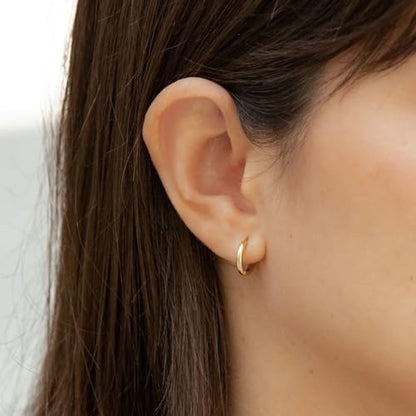 Huggie Hoop Earrings Small Hypoallergenic 14K Gold Plated Huggie Earrings For Women Simple Huggie Stud Earrings - color: Gold-10/10/12/12mm
