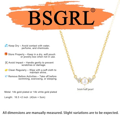 Pearl Necklace for Women- 14K Gold-plated/White Gold-plated Dainty Pearl Necklace for Women - color: Gold half pearl