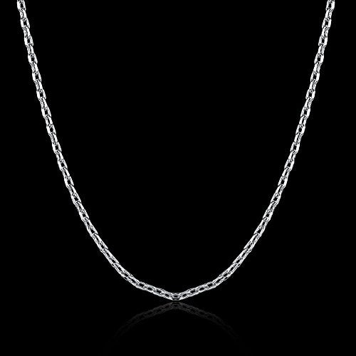 Cutesmile Fashion Jewelry 18k Gold/Rose Gold/White Gold 1.5mm Rolo Adjustable Chain Crafted Necklace (White Gold) - color: White Gold