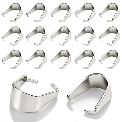 100 Pcs Pinch Clip Bail Clasps, Stainless Steel Snap On Bails | Pendant Clasp Connector, Necklace Charm Clips, 0.35 Inch Pendant Pinch Bail Clip for Jewelry DIY Craft Making(Silver)