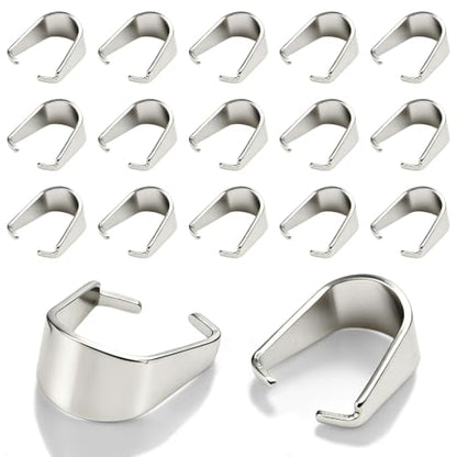 100 Pcs Pinch Clip Bail Clasps, Stainless Steel Snap On Bails | Pendant Clasp Connector, Necklace Charm Clips, 0.35 Inch Pendant Pinch Bail Clip for Jewelry DIY Craft Making(Silver)