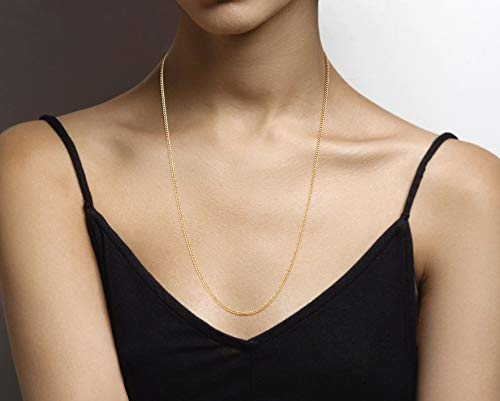 Miabella Italian 925 Sterling Silver, 18K Gold Plated 925 Sterling Silver 2.3mm Curb Cuban Link Chain Necklace Made in Italy - size: Length 26 Inches, style: yellow-gold-plated-silver