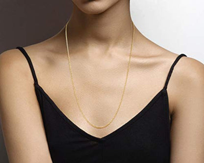 Miabella Italian 925 Sterling Silver, 18K Gold Plated 925 Sterling Silver 2.3mm Curb Cuban Link Chain Necklace Made in Italy - size: Length 26 Inches, style: yellow-gold-plated-silver