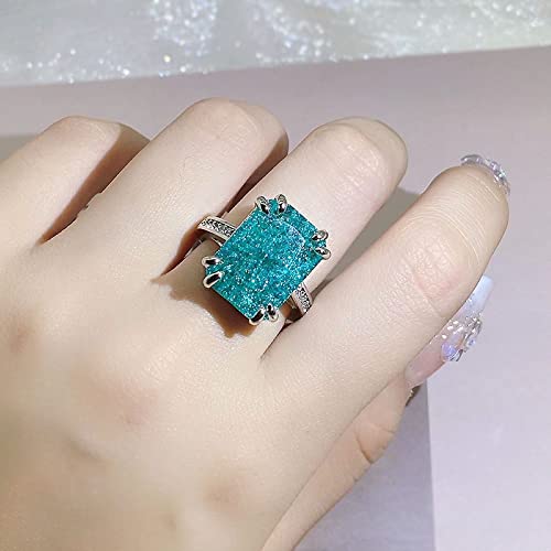 Sterling Silver Classic Temperament Ice Flower Gem Ring Fashion Wide-faced Cubic Zircon Oxide Ring Women's Jewelry - size: US Code 6