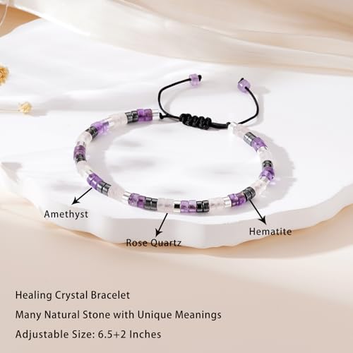 Healing Crystal Bracelet Jewelry Gifts for Women | Triple Protection/Stress Relief/New Beginnings/Good Luck/Empath Protection, Christmas, Birthday - color: Empath Protection