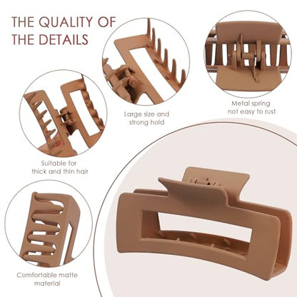 Mandydov 8 Pcs Large Hair Claw Clips 4.1 Inch Non-slip Big Square Matte Claws for Women, Strong Hold Banana Clips for Thick Thin Hair - color: Candy