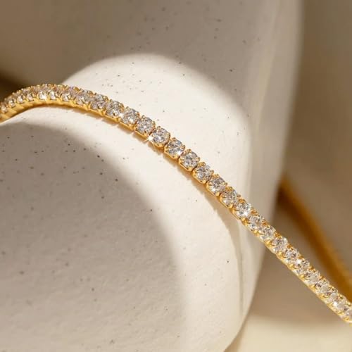 Rhinestone Necklace Bracelet Jewelry Set for Women Sparkly Crystal Cubic Zirconia Chain Choker Necklace Brides Bridesmaid Prom Costume Accessorie - color: Gold