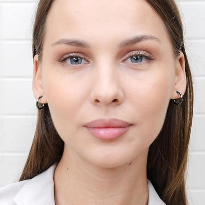 Hoops & Loops 925 Sterling Silver Twisted Hoop Earrings for Women - Hypoallergenic 14K Gold, Rose Gold, Black Flash Plated 2mm Thin Twist Design Round Click-Top Hoops, 15/20/25/30/35/40/50/60mm - color: 15,20,25mm - Black