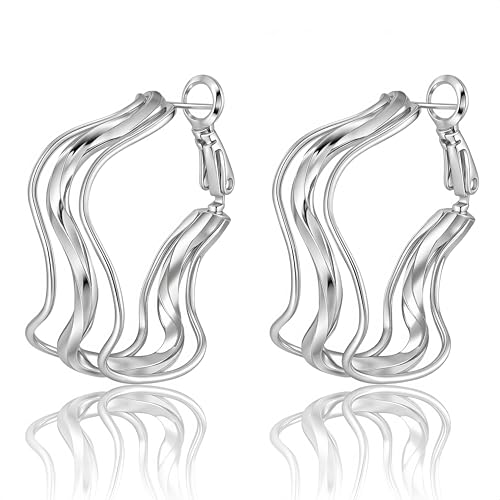 Dangle Flower Gold Earrings for Women, Trendy Statement Hoop Earrings, Gold Floral Drop Earrings Jewelry for Gifts - color: Irregular shape - 925 Silver