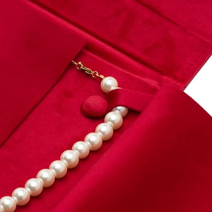 Velvet Necklace Jewelry Travel Folder Storage Display Case (Red) - color: Red
