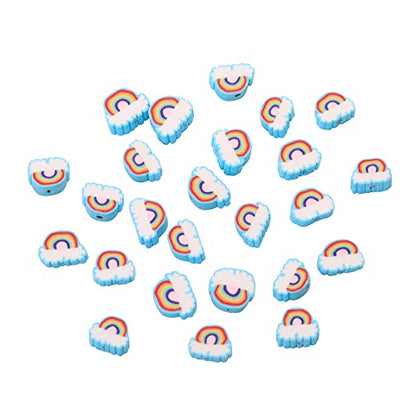 100pcs Blue Rainbow Polymer Clay Spacer Beads for Women Jewelry Making DIY Bracelet Necklace Hair Clip Accessories (Rainbow) - color: Rainbow