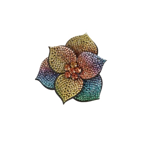 Rhinestone Flower Brooches Pins for Women Floral hair clips Elegant Crystal Lapel Pin Brooches for Dress Suit Hat Bag Brooche Pins for Clothes Accessories Christmas Parties Brooch Pin 2.75" - color: Colorful