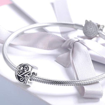 BISAER 925 Sterling Silver Initial Letter A-Z Charms for Bracelets Alphabet Beads Charm Jewelry Gifts - color: Letter G